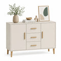 Sideboard Kommode mit 3 Schubladen und 2 Türen MDF Holzwerkstoff Naturholz Cremeweiß rechteckig 120 x 40 x 80 cm