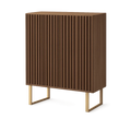 Sideboard mit Türen MDF Holzfurnier Walnussoptik vertikal gerillte Front goldfarbene Metallfüße rechteckig 80 cm x 40 cm x 90 cm