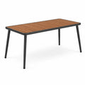 Gartentisch 160 x 80 x 75 cm Massivholz Akazie Stahlgestell Schwarz rechteckig Naturholz