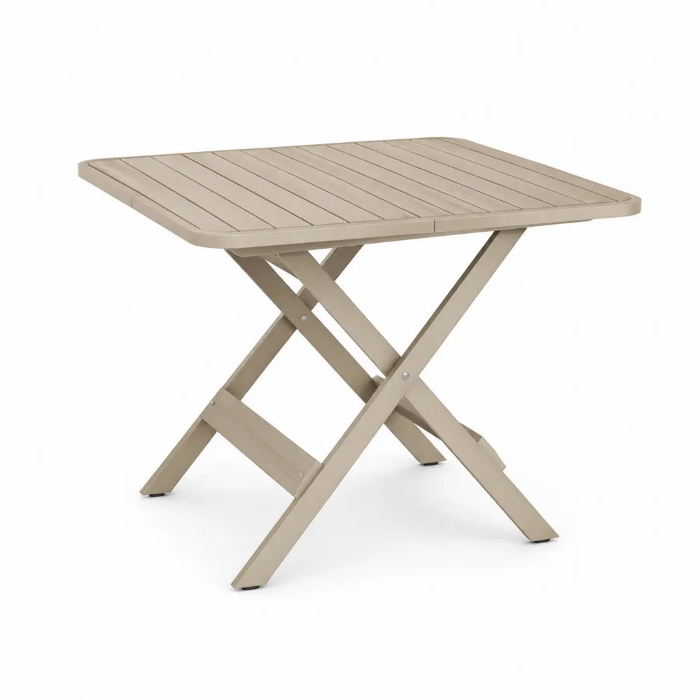 Klapptisch Gartentisch quadratisch HDPE Tischplatte Aluminiumgestell X Gestell Beige 70 x 70 x 74 cm