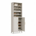 Schuhschrank 80 cm x 35 cm x 180 cm MDF Cremeweiß Beige Gold mit offenen Fächern und zweiflügeliger Tür rechteckig